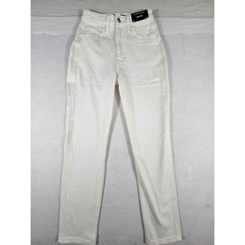 Hollister Ultra High-Rise Mom Jeans White‎ Vintage Stretch W24R 00R New
